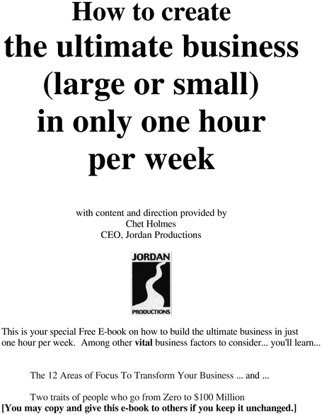 Product picture Create The Ultimate Business In Only One Hour Per Week!